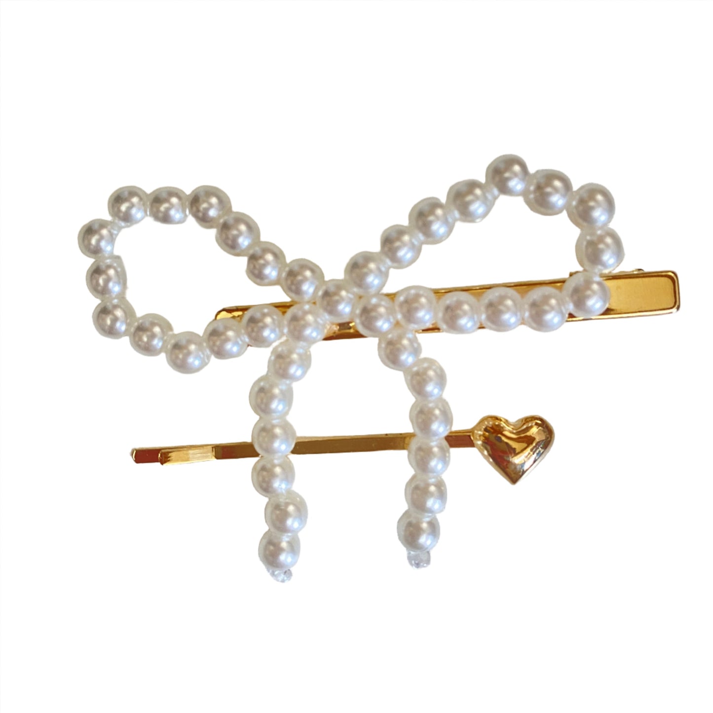 Pearl Bow & Heart Hair Barrette