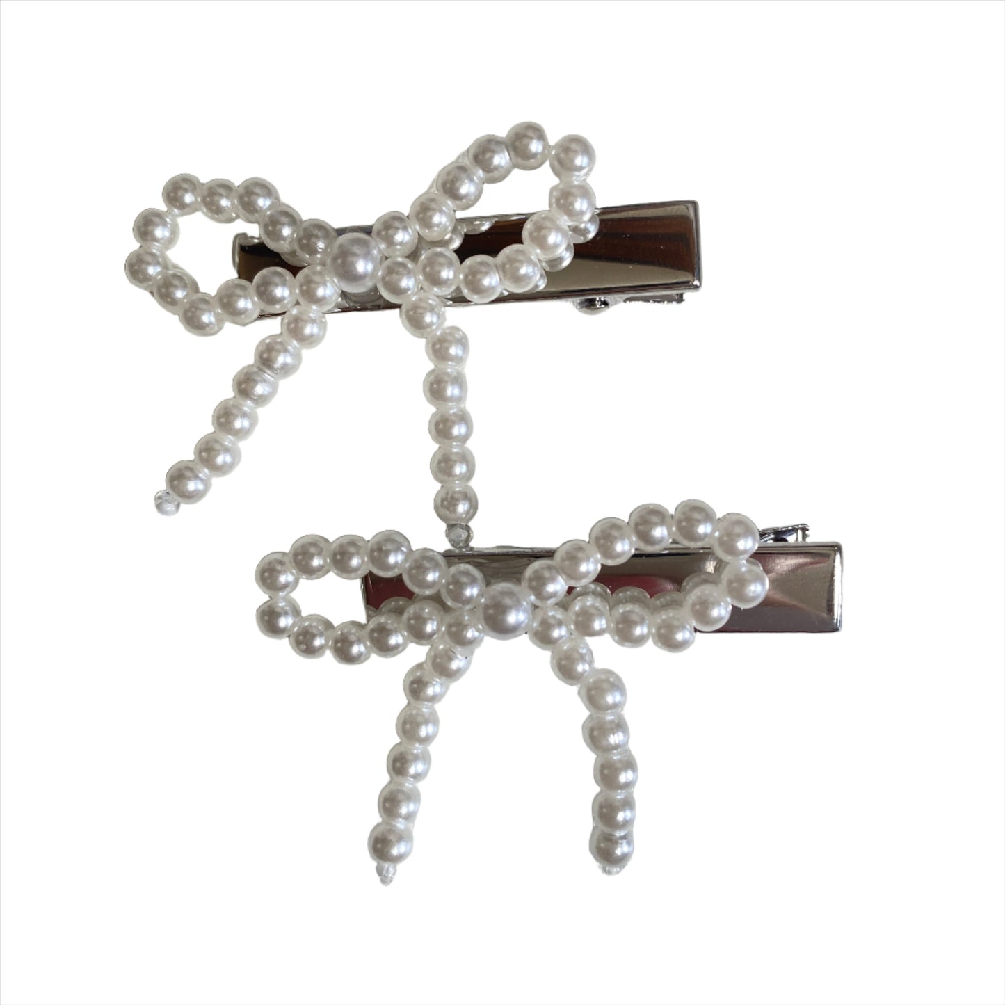 Pearl Bow & Heart Hair Barrette | Set of 2