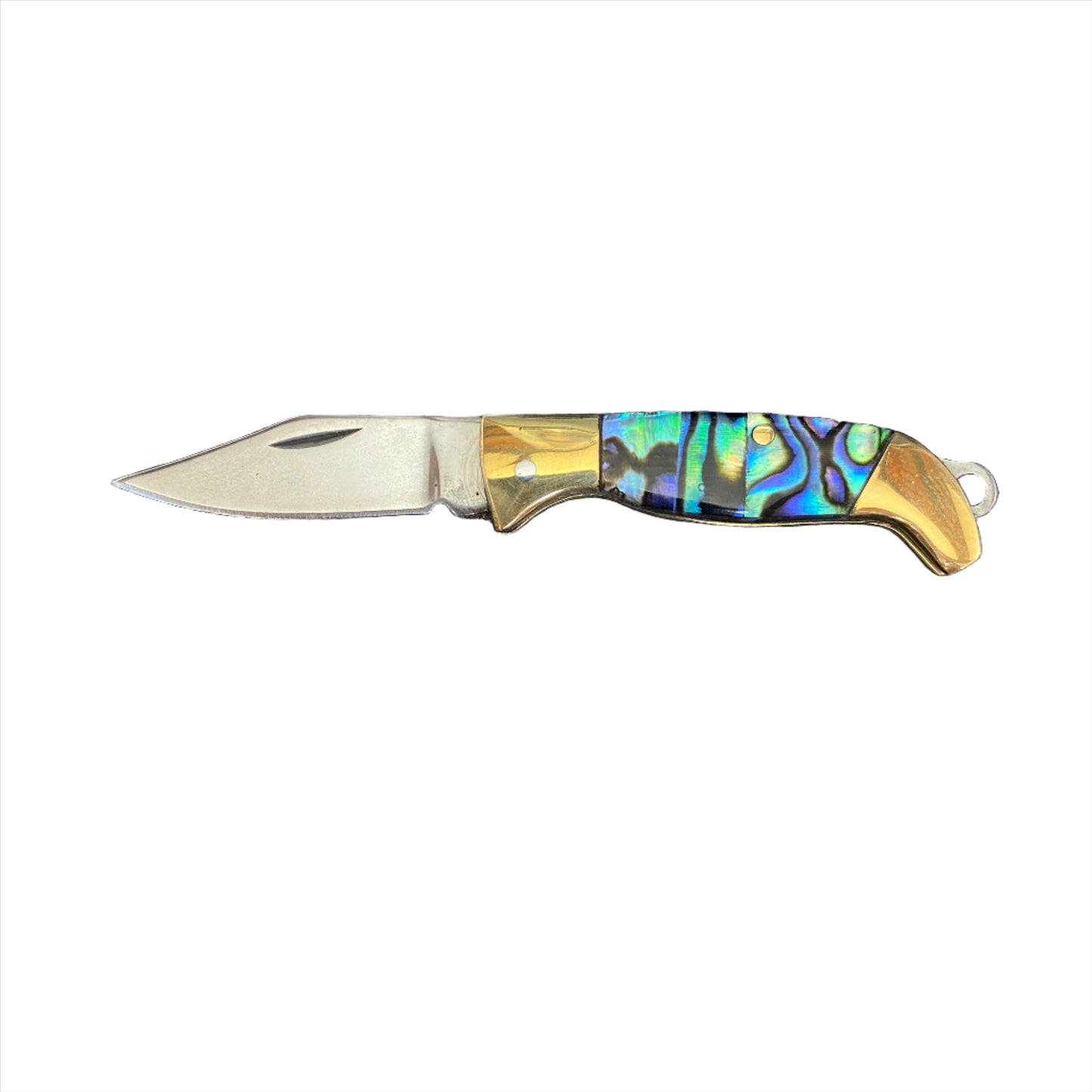 Green and Gold Resin Inlay Folding Knife