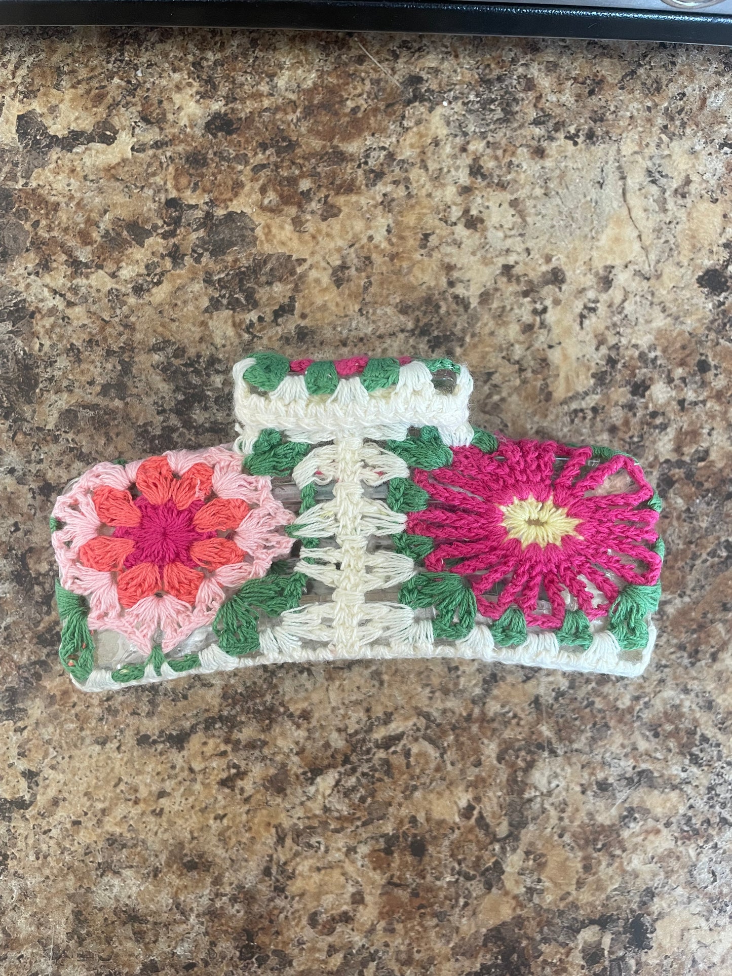 Crocheted Flowers Claw Clips