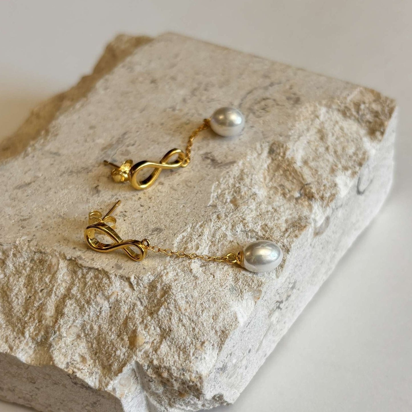 Infinity Pearl Drop Earrings