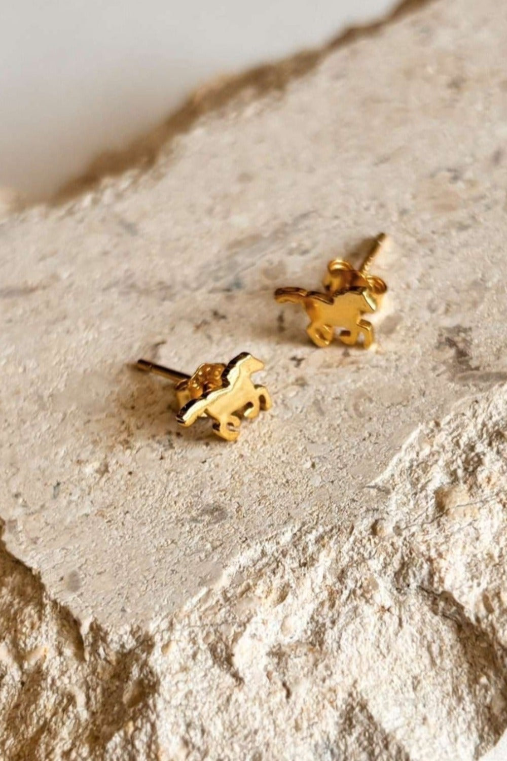 Gold Horse Stud Earrings