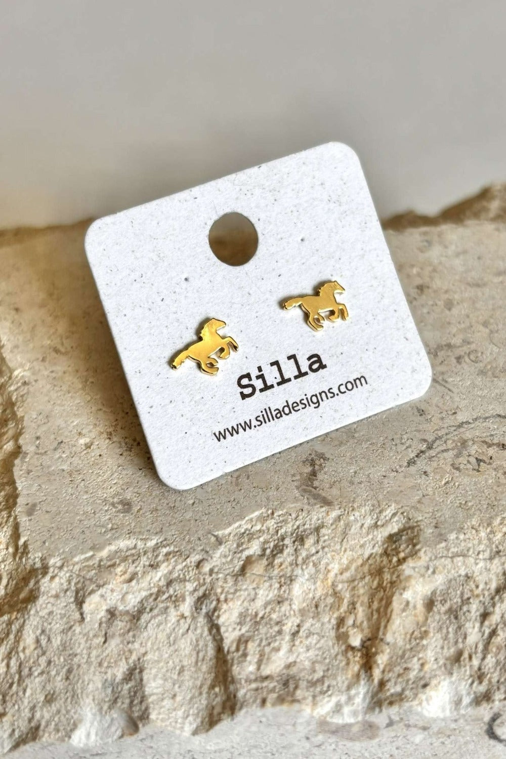 Gold Horse Stud Earrings