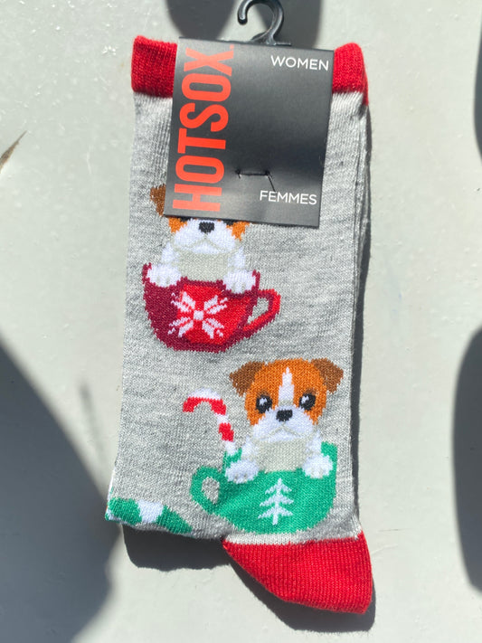 HOTSOX Women's Pug In Mug Christmas Crew Socks