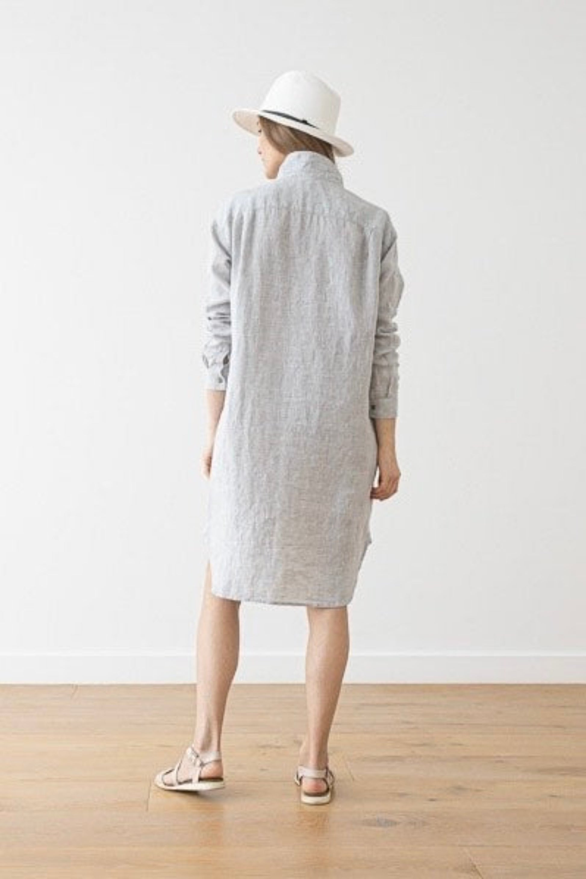 knee length dresses for ladies Sleeveless Linen Shift Dress