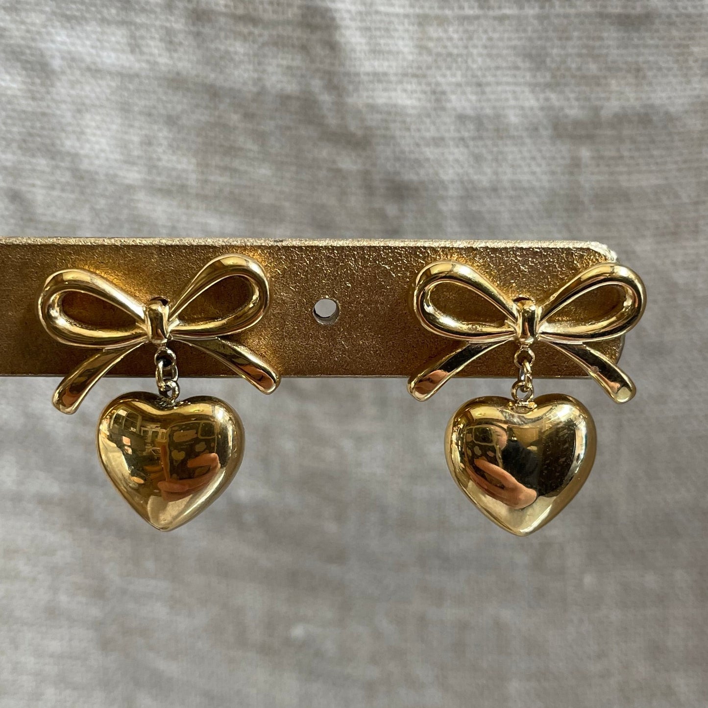 Bow and Heart Drop Earrings