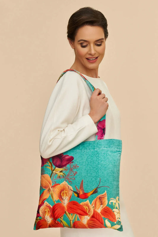 Velvet Tote Bag | Hummingbird at Dusk