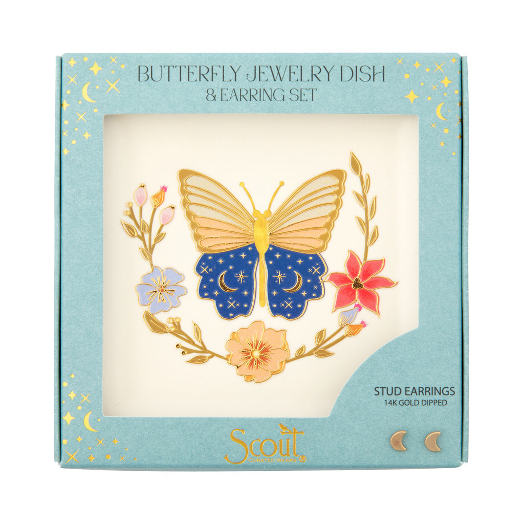 Jewelry Dish & Earring Set | Butterfly Cream