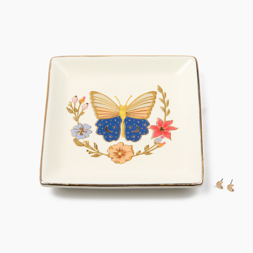 Jewelry Dish & Earring Set | Butterfly Cream