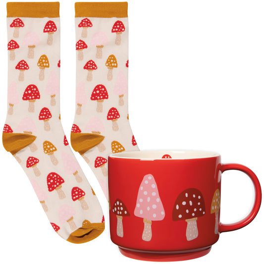 Toadstool Sip & Sox | Set of Two