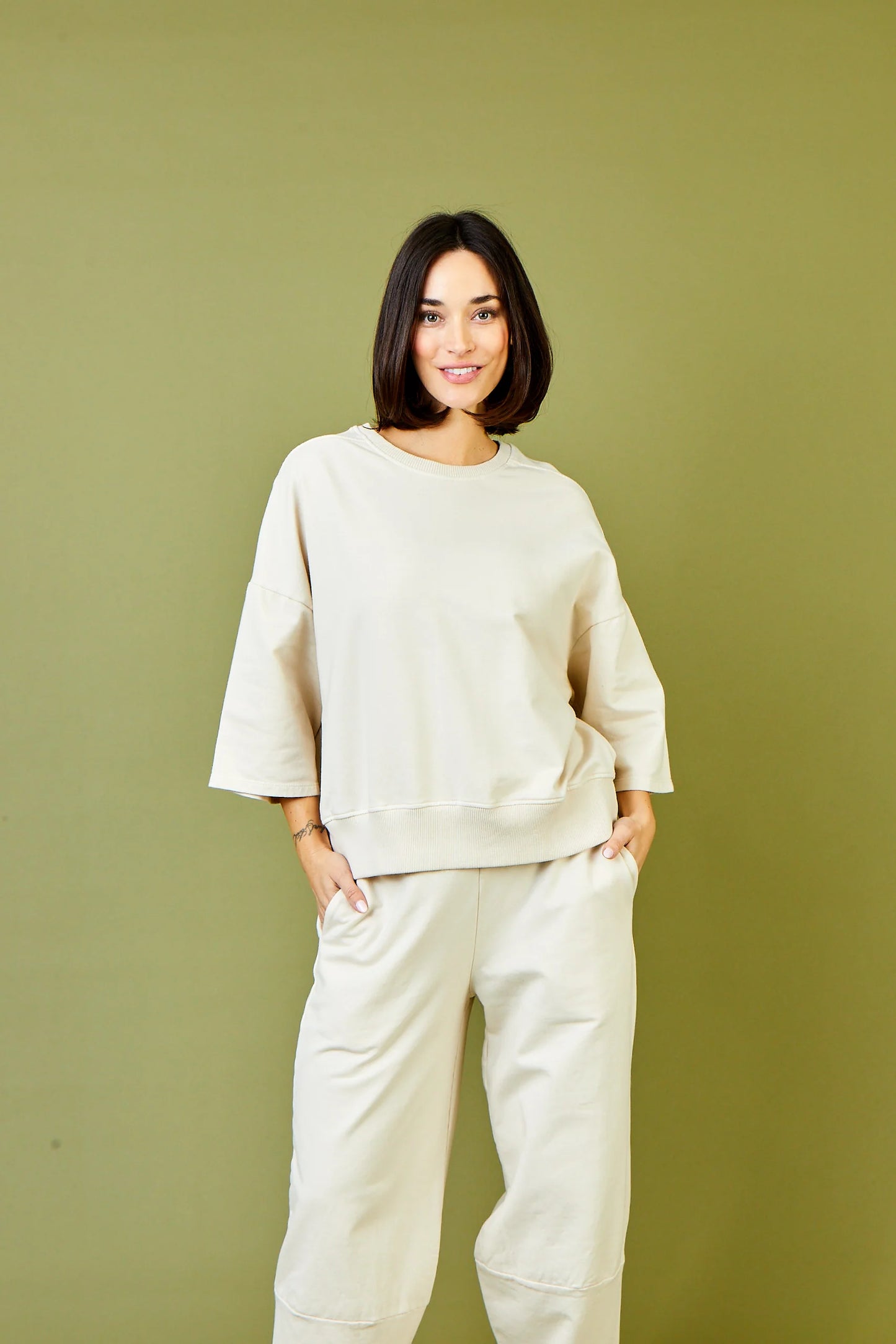 Joshua Fleece Back Sweatshirt W/ Rib Hem