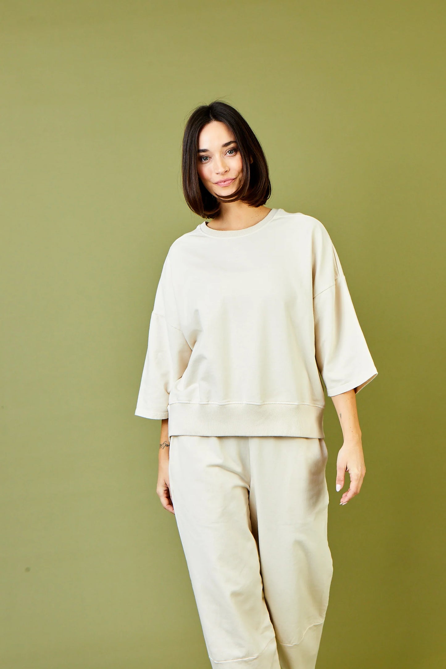 Joshua Fleece Back Sweatshirt W/ Rib Hem