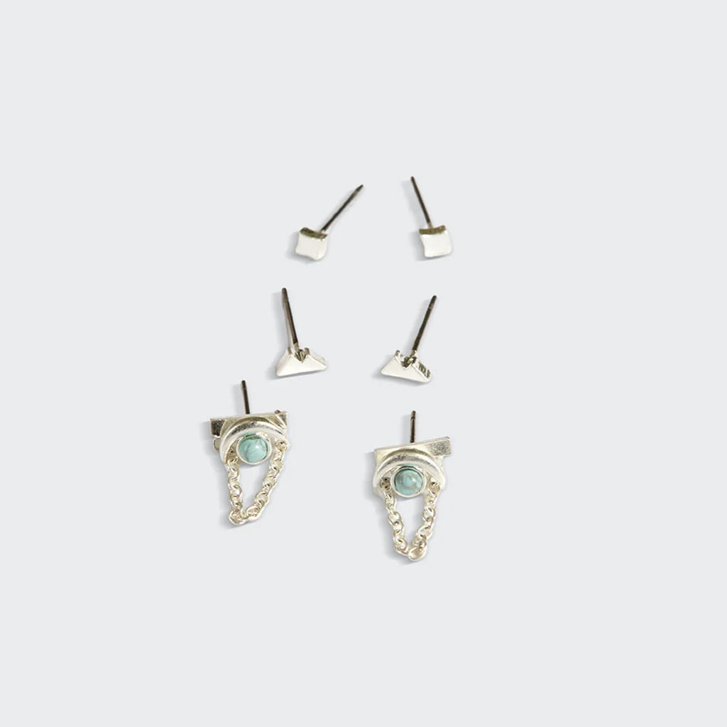Stud Trio Ear Jacket Set - Mountain  | Blue Howlite | Silver
