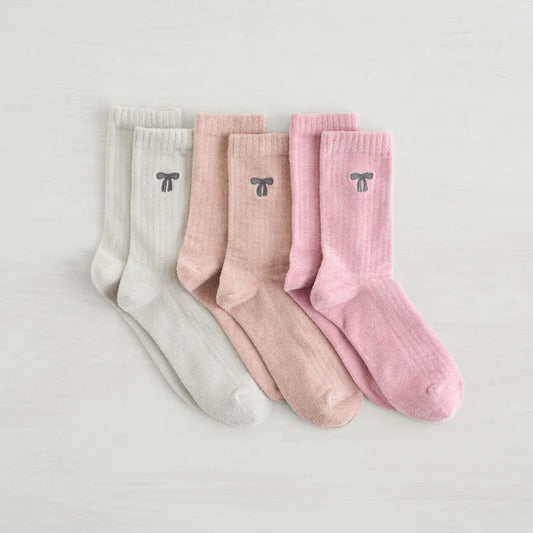 3 PK Women's Velvet Cozy Crew Sock - Pink Combo