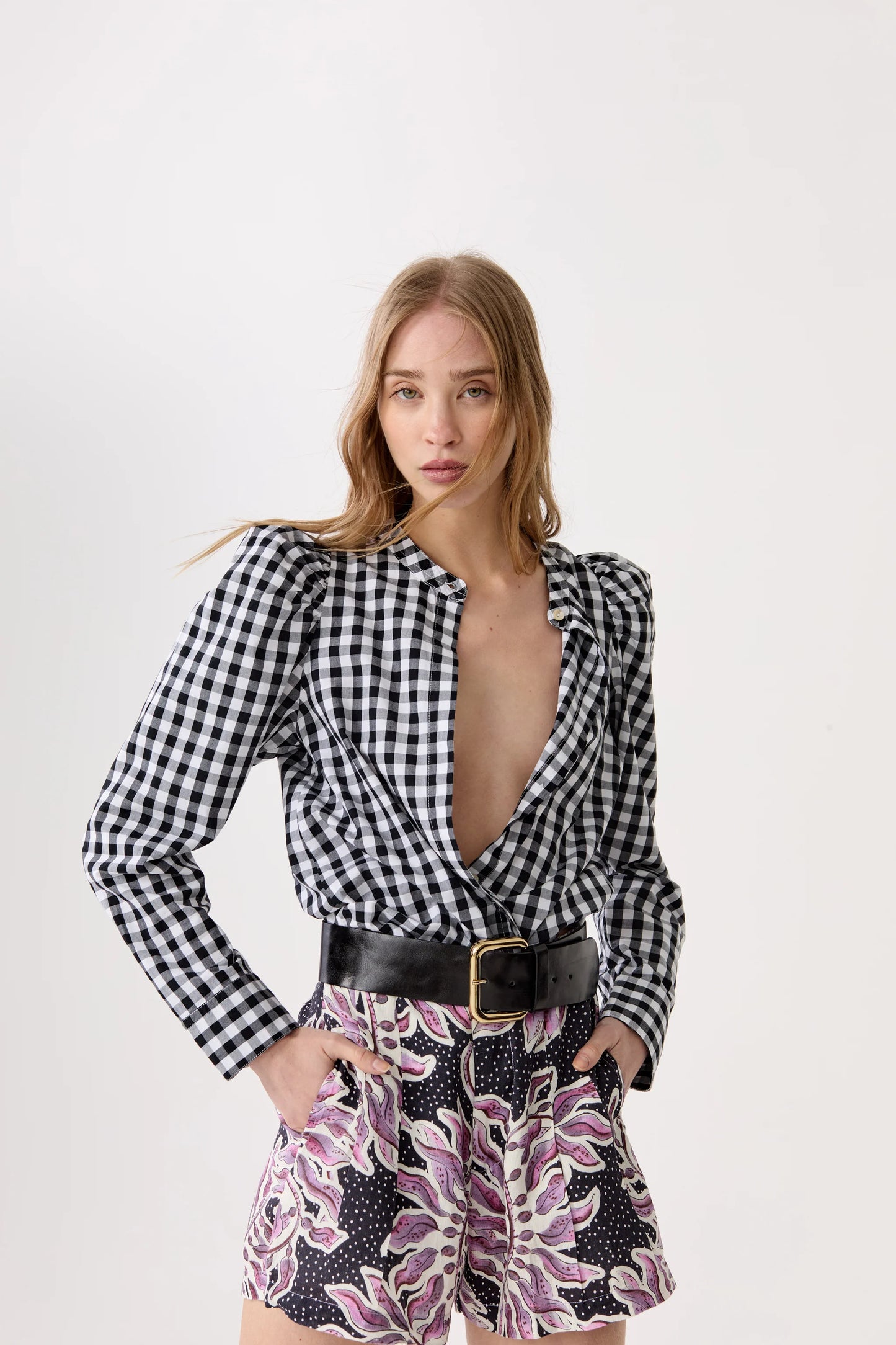 Lilium Poplin Shirt | Black + White Vichy Checks