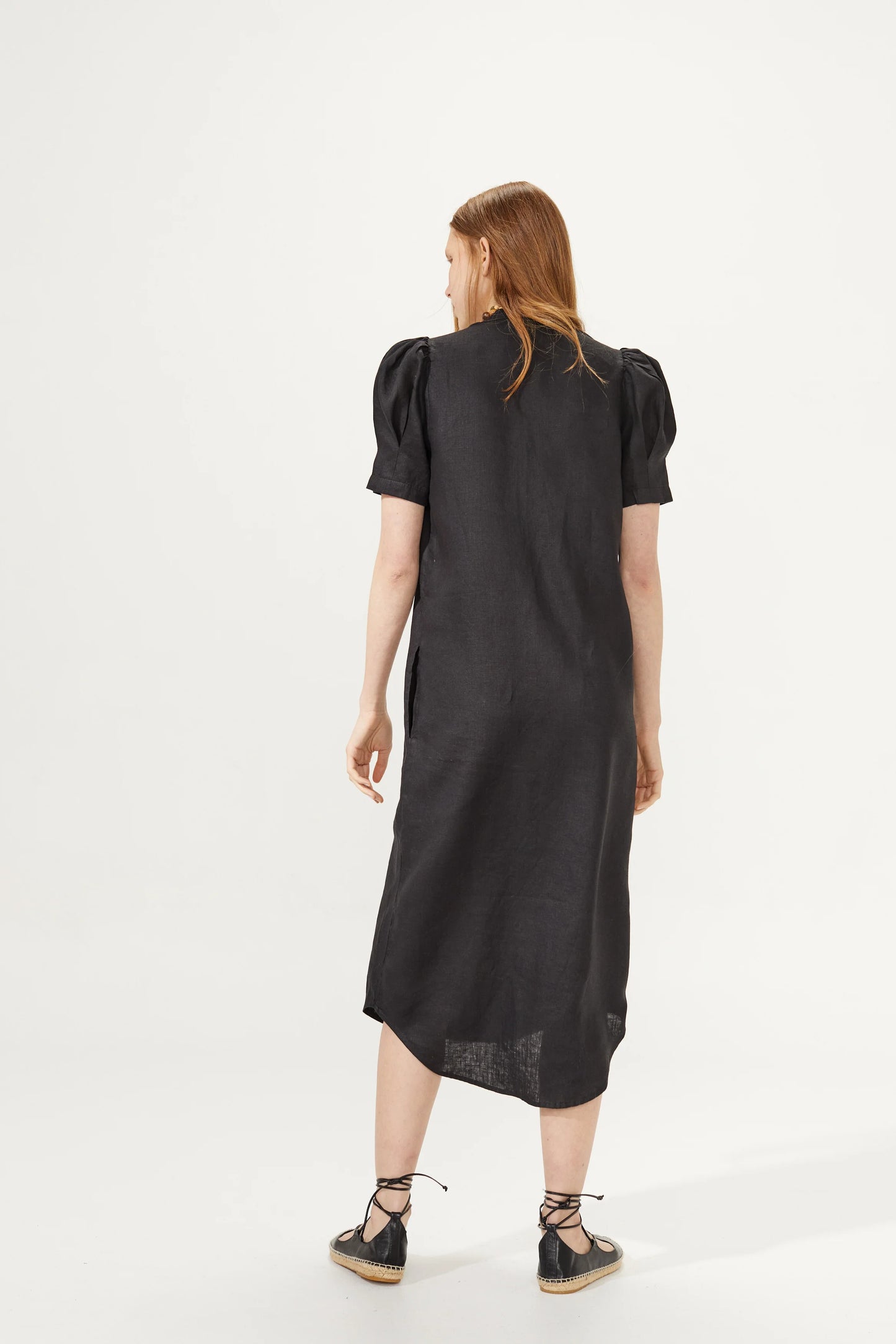 Athina Midi Linen Dress | Black