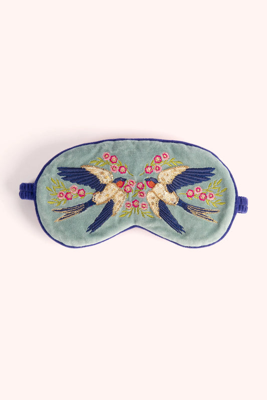 Luxury Lavender Velvet Eye Mask | Swooping Swallows