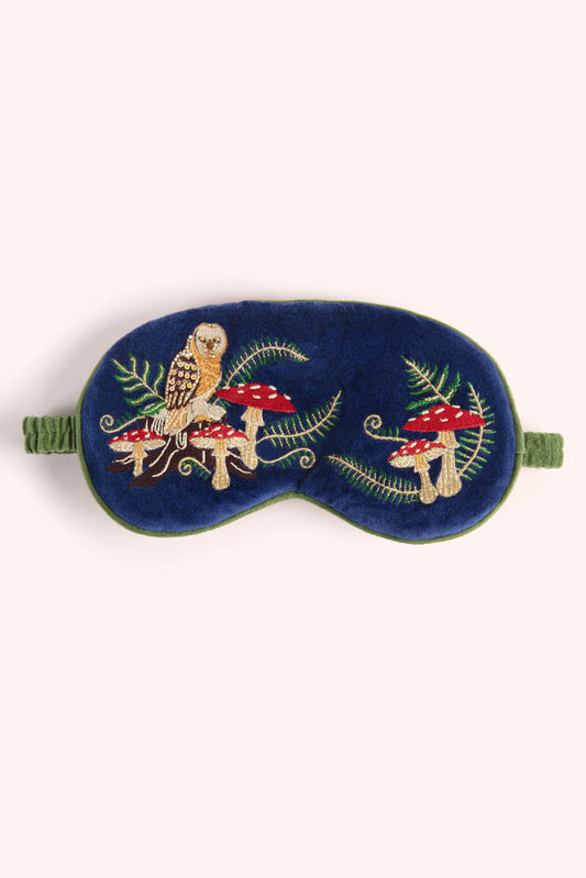 Luxury Lavender Velvet Eye Mask | Woodland Owl
