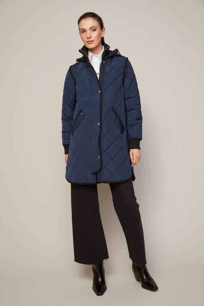 Libby Quilted Full Zip Coat With Removable Hood