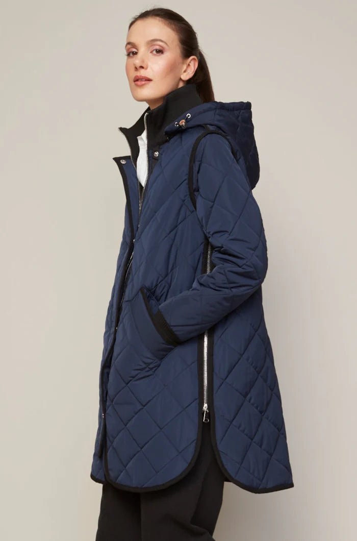 Libby Quilted Full Zip Coat With Removable Hood