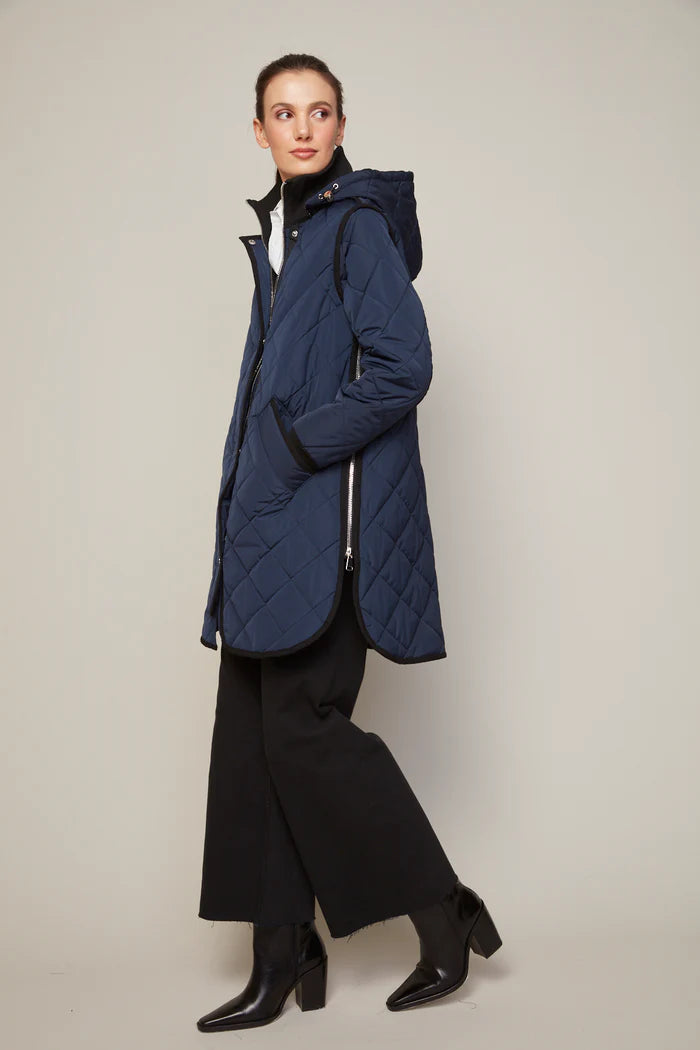 Libby Quilted Full Zip Coat With Removable Hood