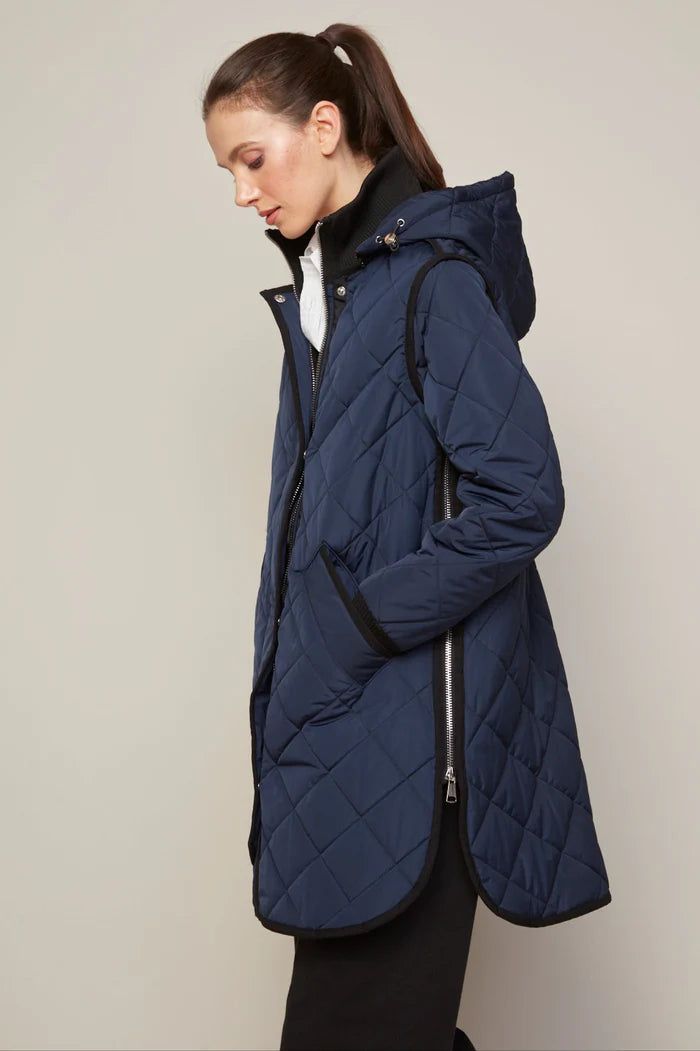 Libby Quilted Full Zip Coat With Removable Hood