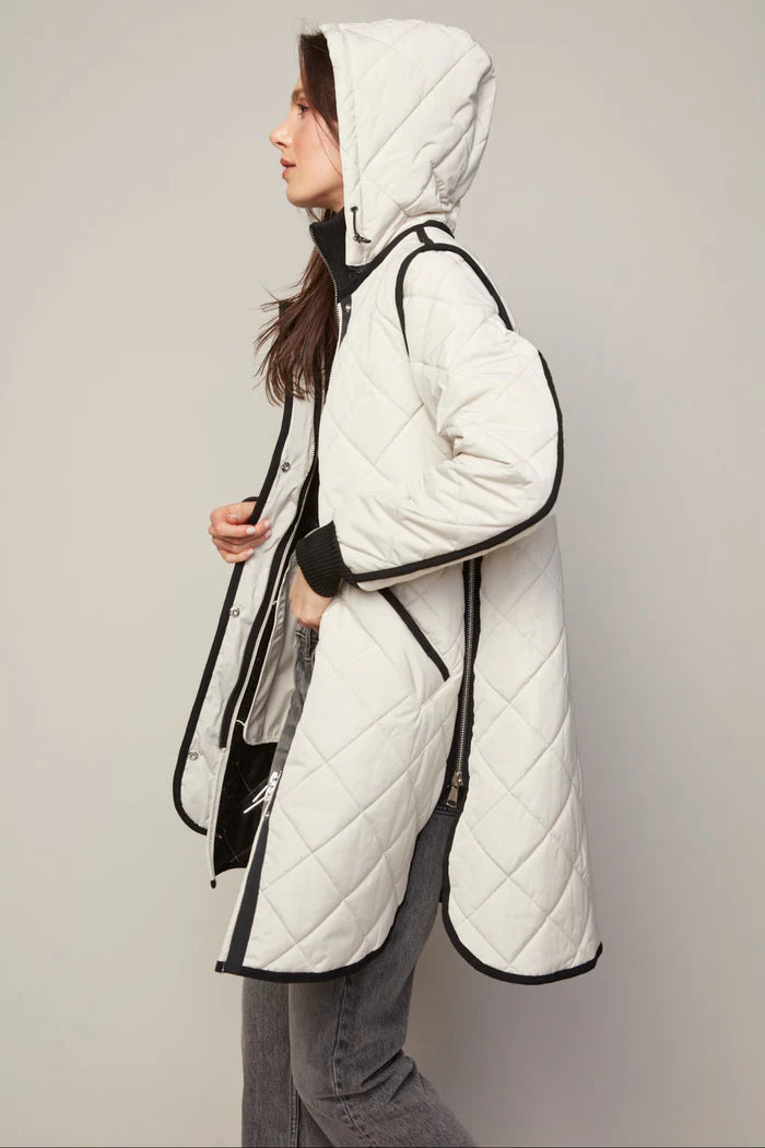 Libby Quilted Full Zip Coat With Removable Hood