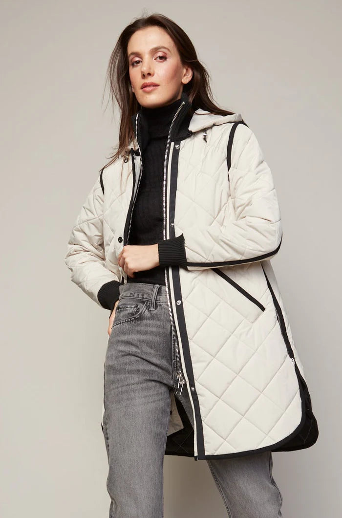 Libby Quilted Full Zip Coat With Removable Hood