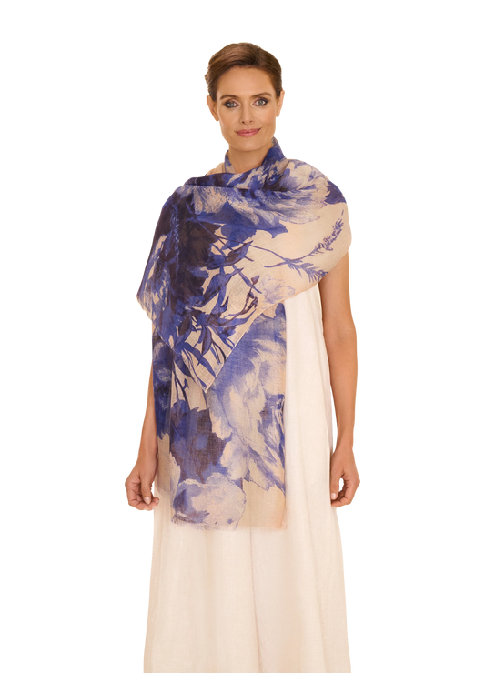 China Blue Blooms Scarf