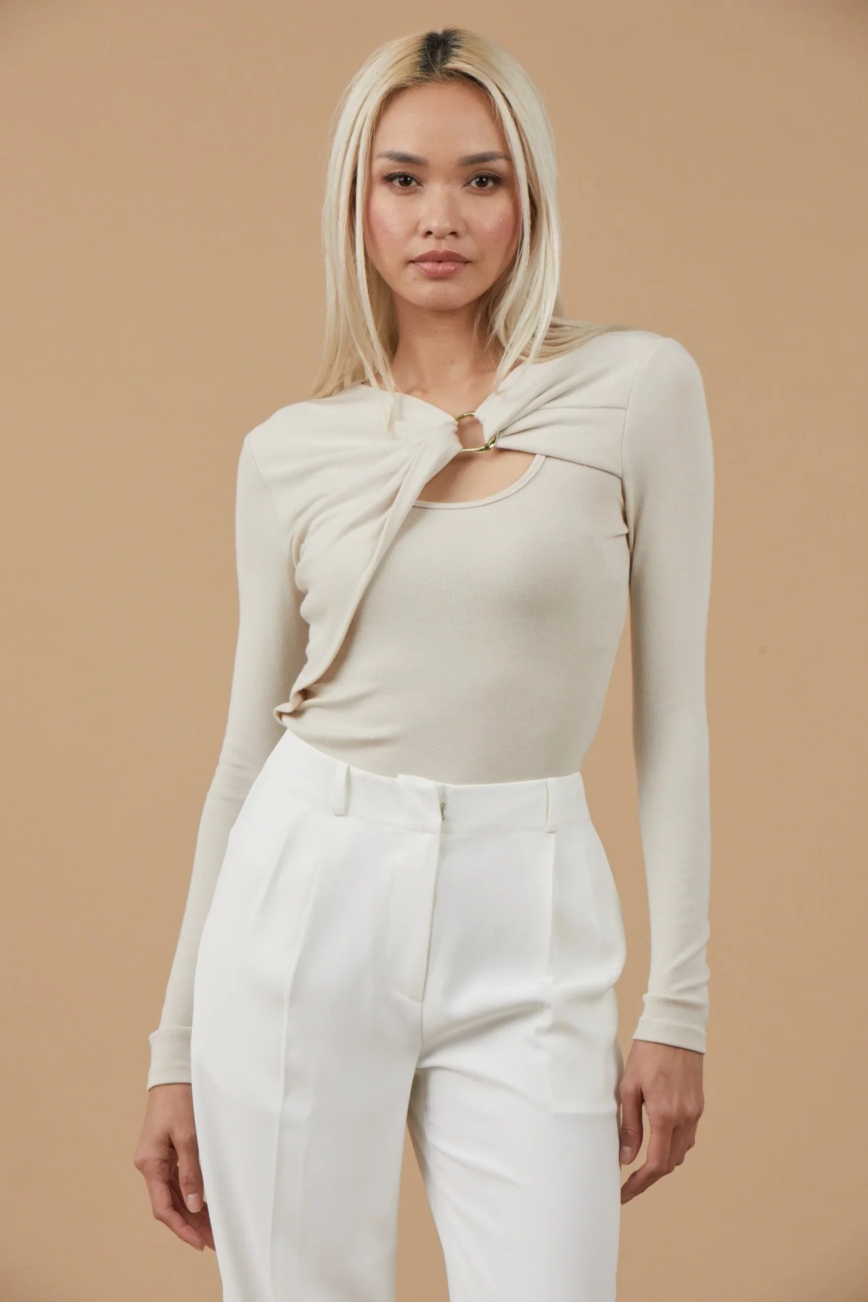Yves Key Ring Top in Taupe