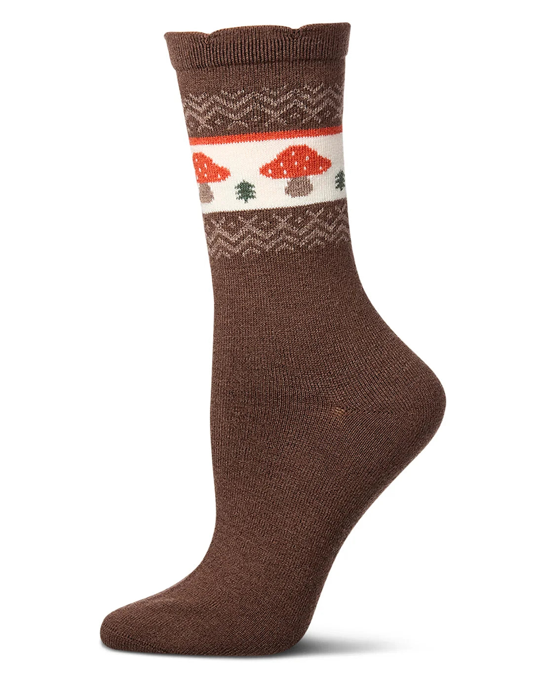 Mushroom Fairisle Ladies Cashmere Crew