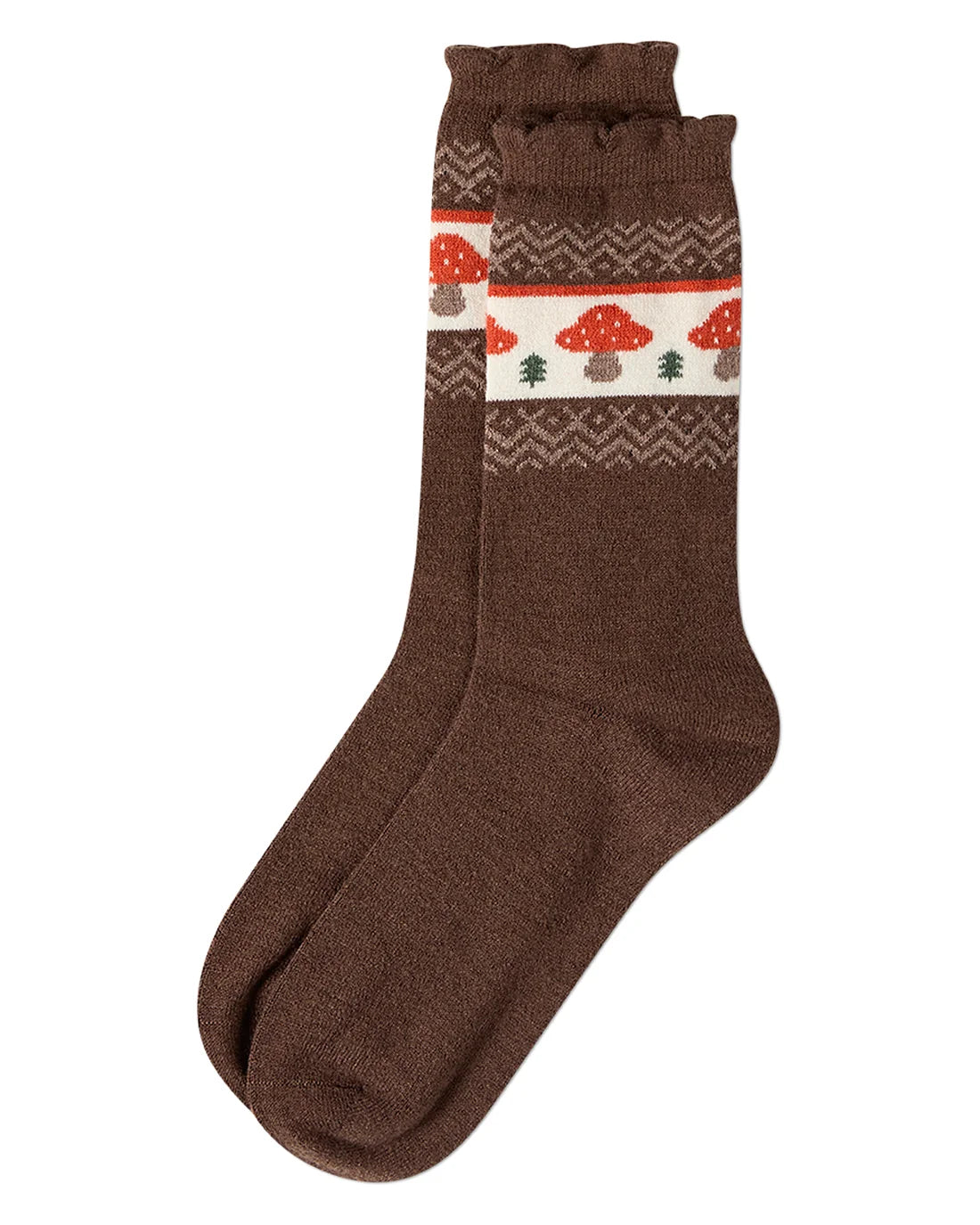 Mushroom Fairisle Ladies Cashmere Crew