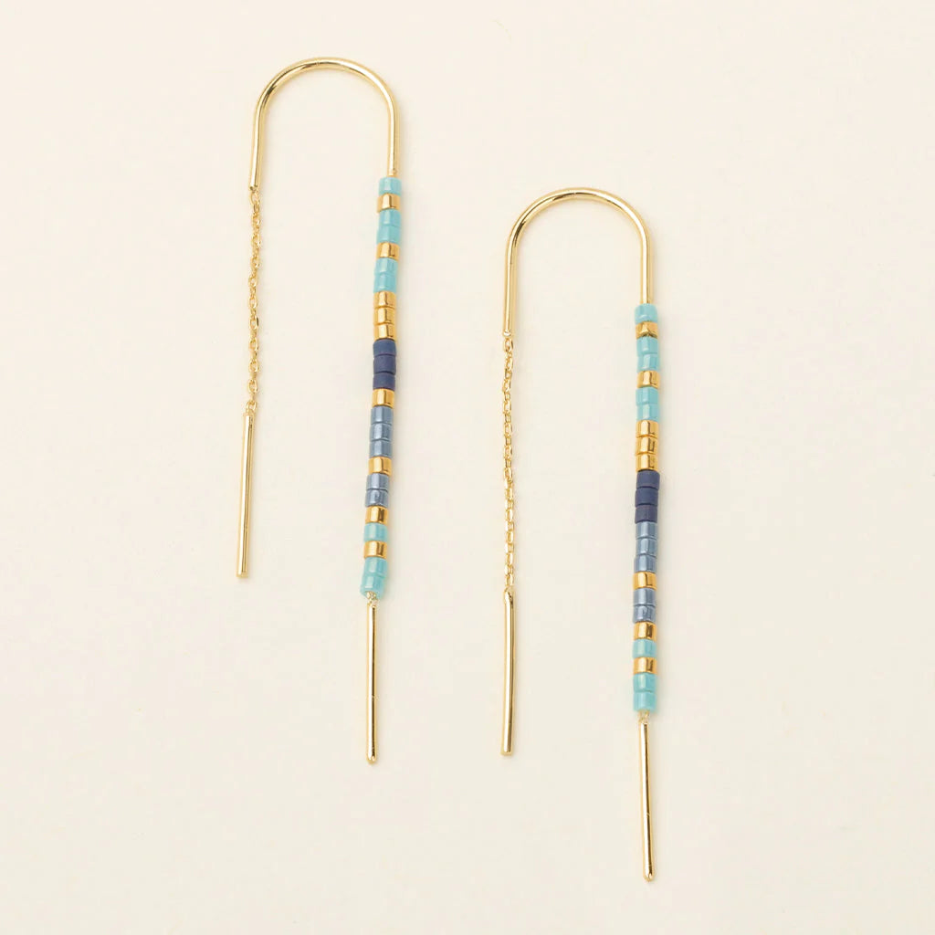 Chromacolor Miyuki Thread Earring | Cobalt Multi/Gold