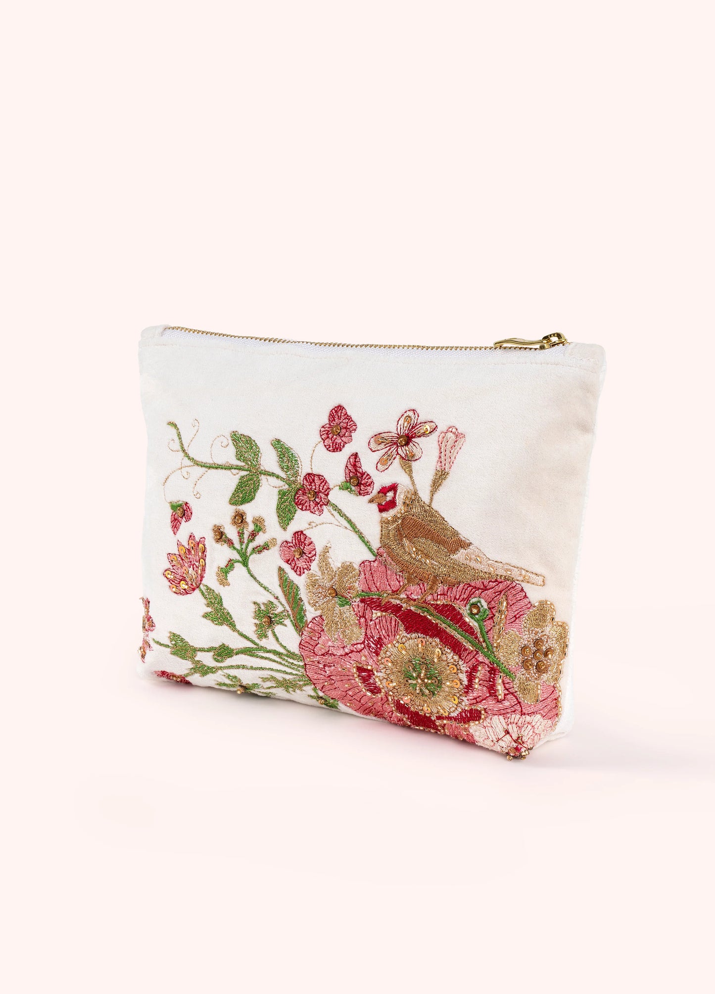 Mid Sized Embroidered Zip Pouch -