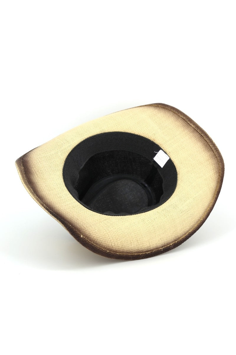 Floral Concho Band Two Tone Straw Cowboy Hat