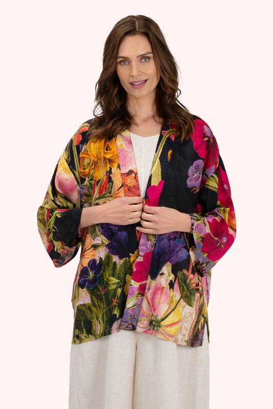 Mid Length Kimono | Midnight Posy