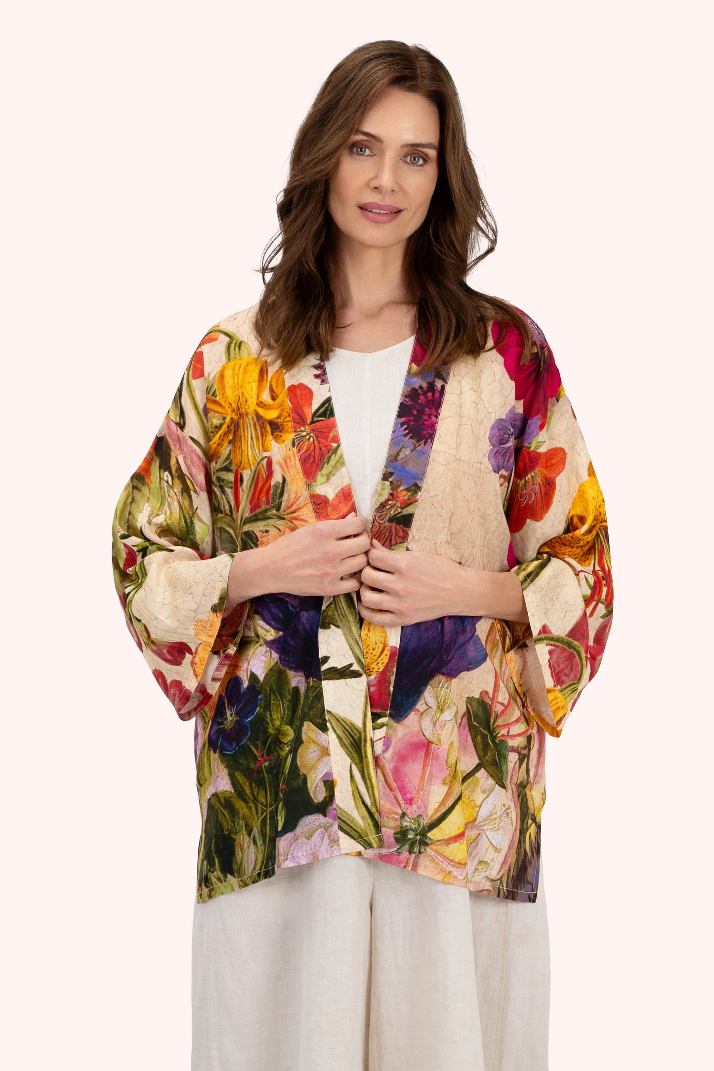 Cream Posy Mid Length Kimono