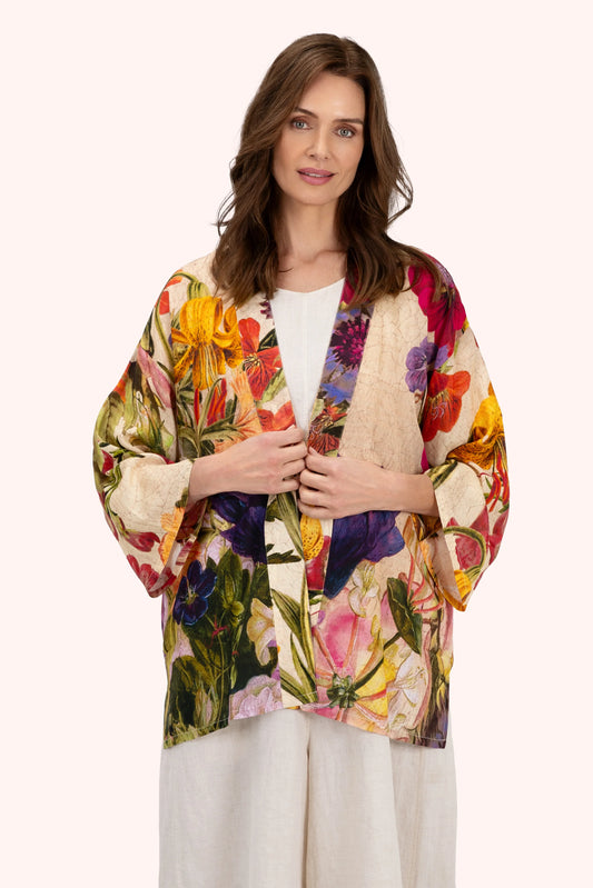 Cream Posy Mid Length Kimono