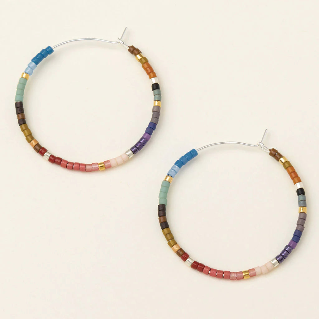 Chromacolor Miyuki Small Hoop | Dark Multi/Silver