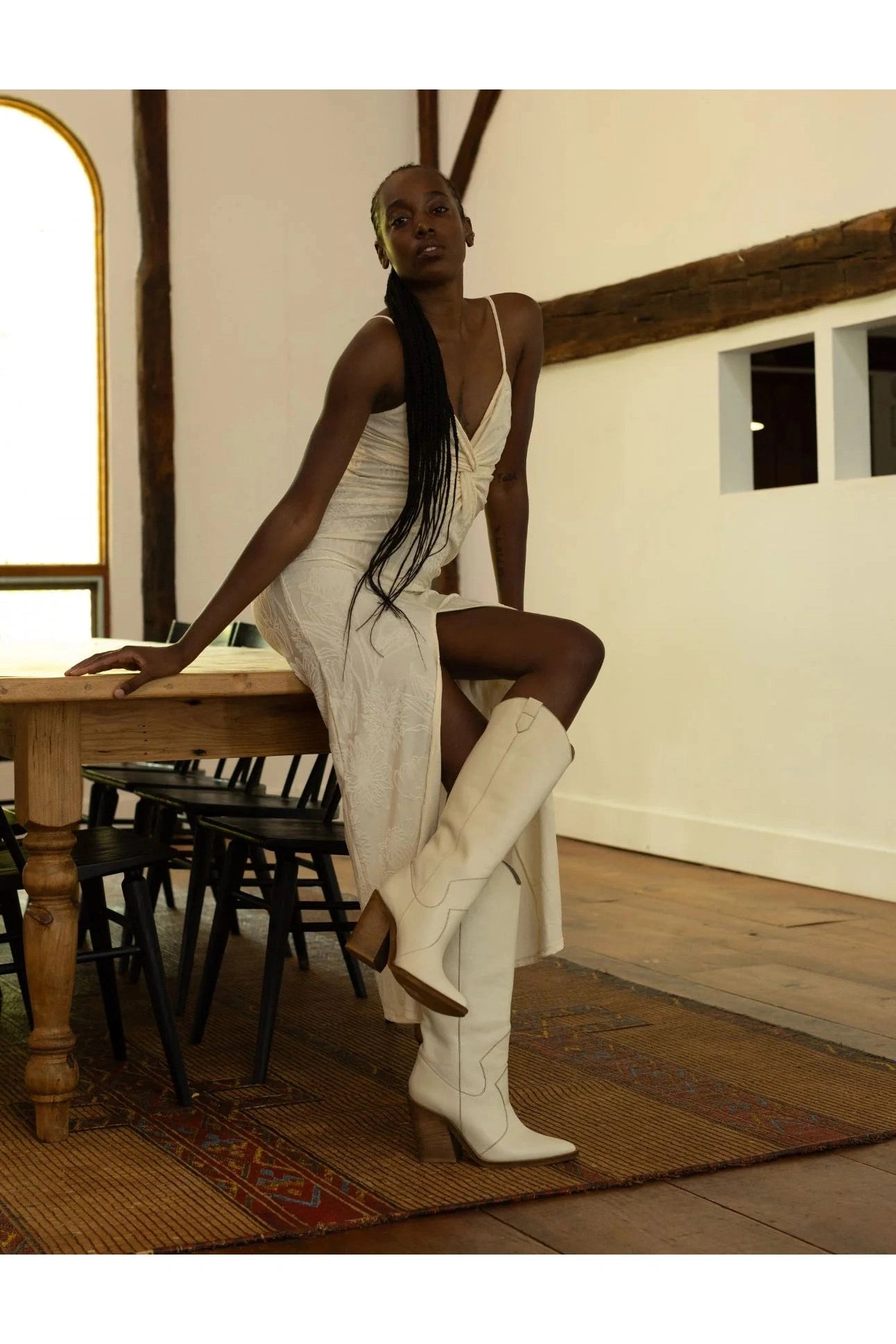 Macao Western Cowboy Boots | Off-White Leather