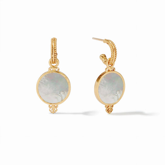 Meridian Hoop & Charm Earring-Mother of Pearl