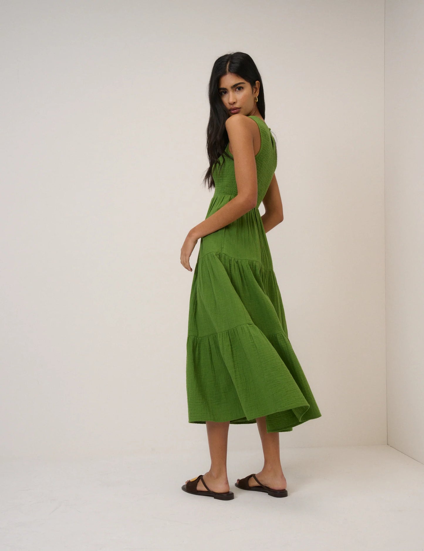 Green Sleeveless Charlie Midi Dress