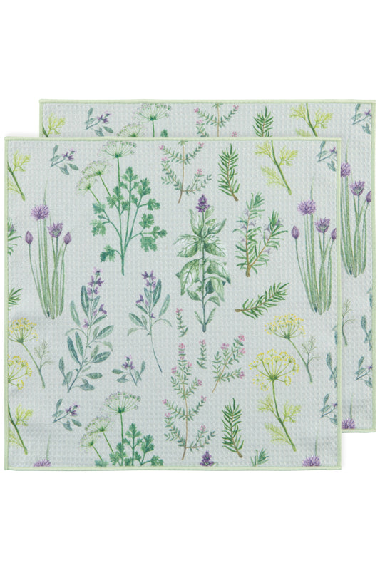 Fresh Herbs Recycled Microfibre Dishcloth Set