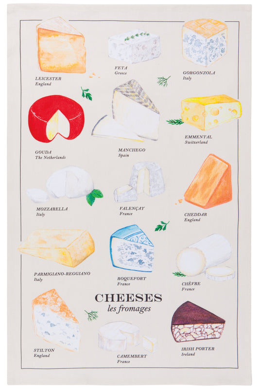Les Fromages Printed Cotton Dishtowel