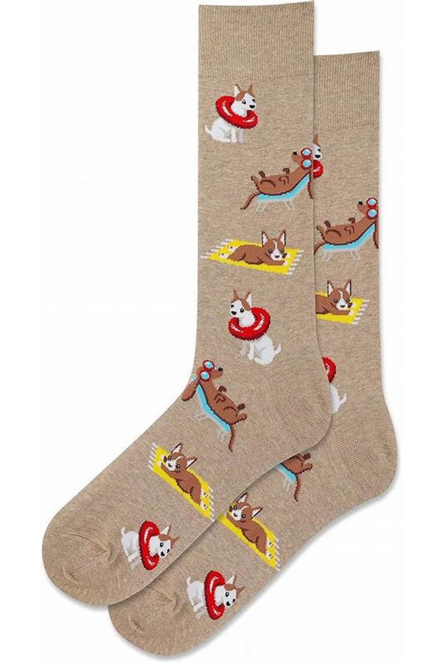 HOTSOX Men's Beach Dogs Crew Sock