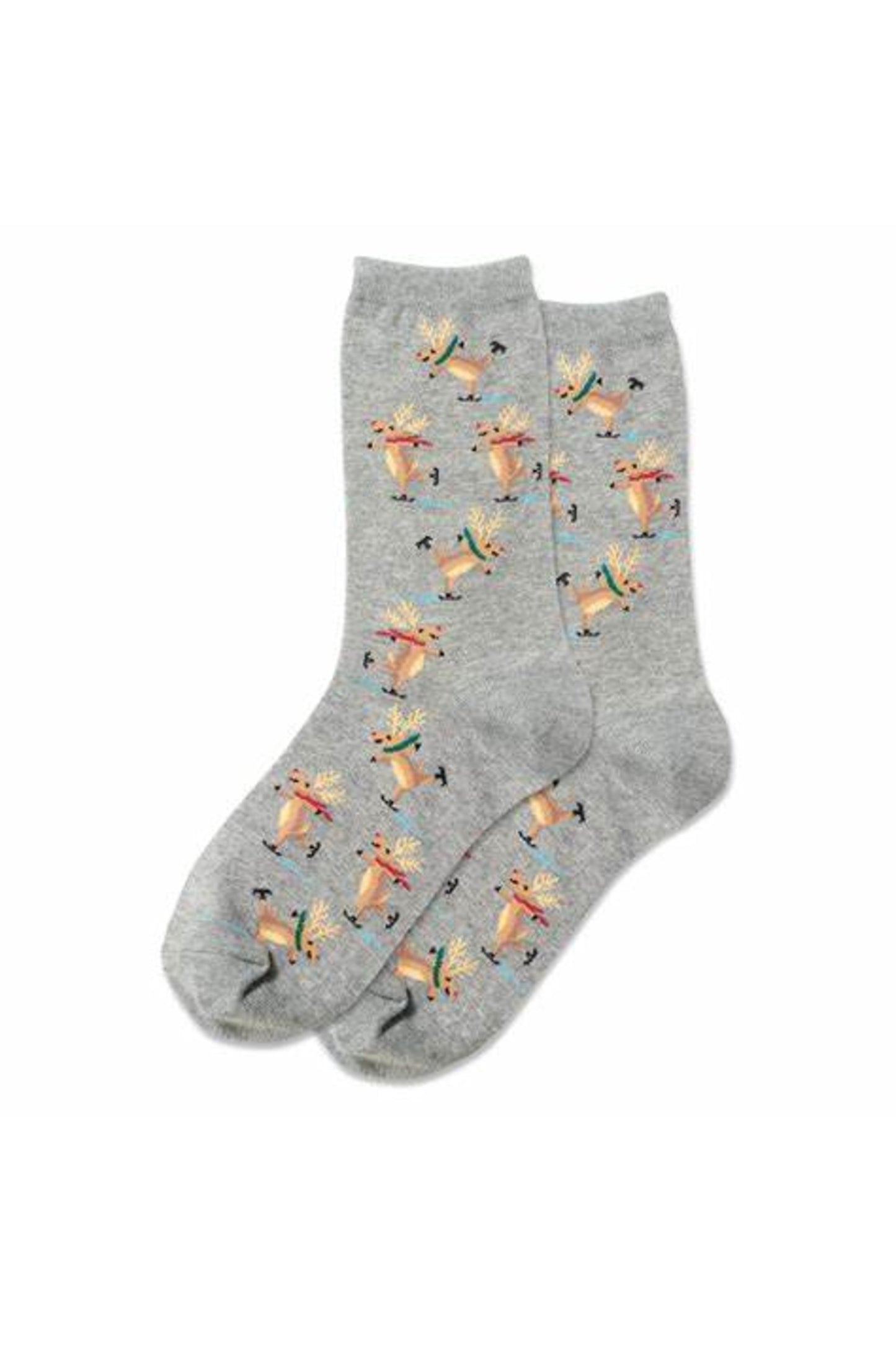 HOTSOX Women's Skating Reindeer Crew Sock