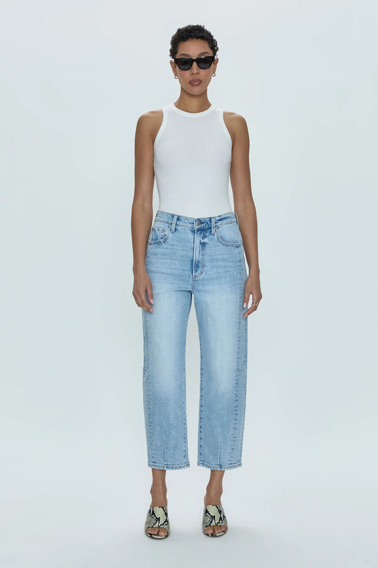 Eli High Rise Barrel Leg Jeans | Sun Kissed