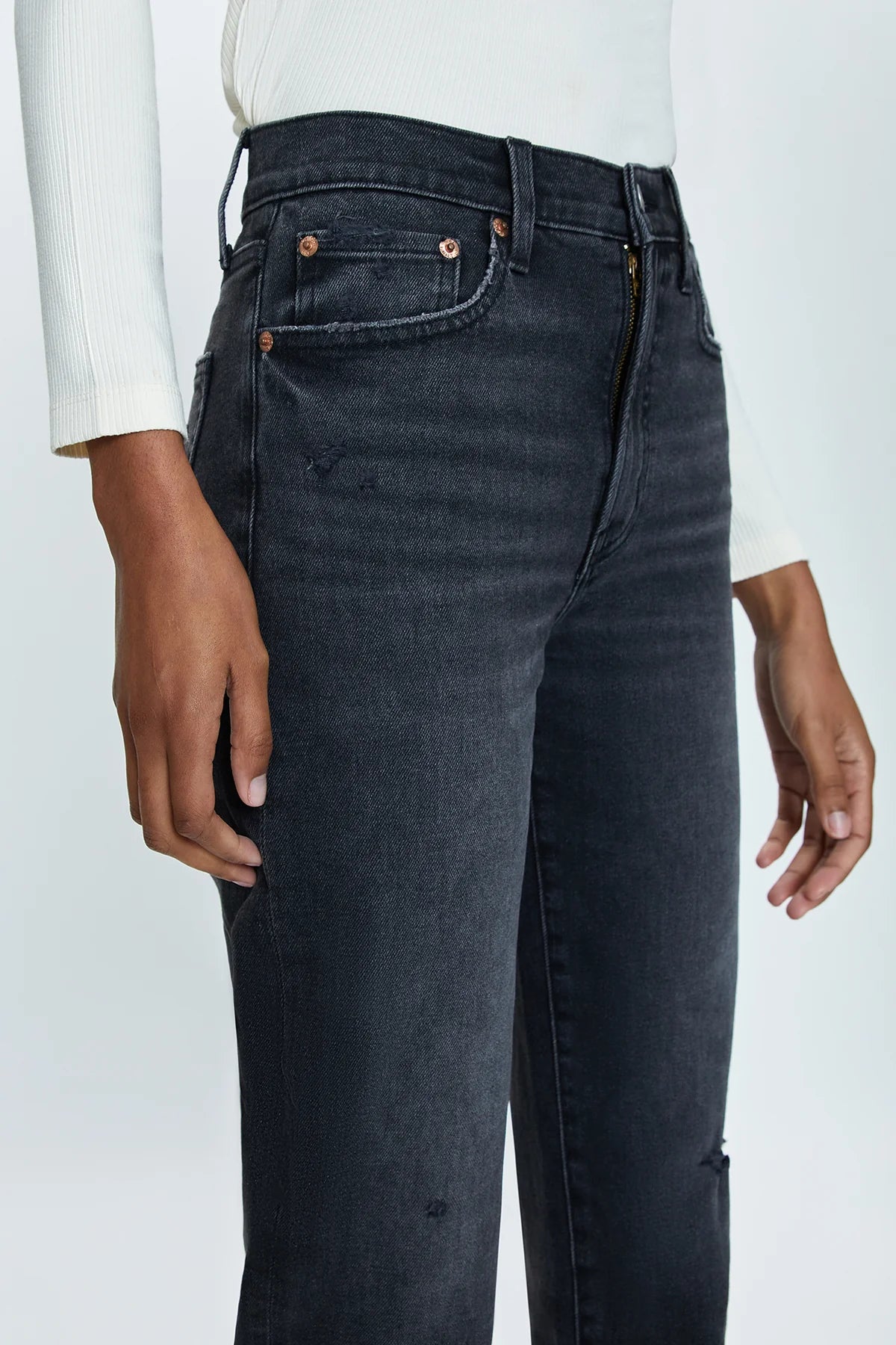 CHARLIE High Rise Cropped Straight Leg Jeans | Flat Iron Vintage