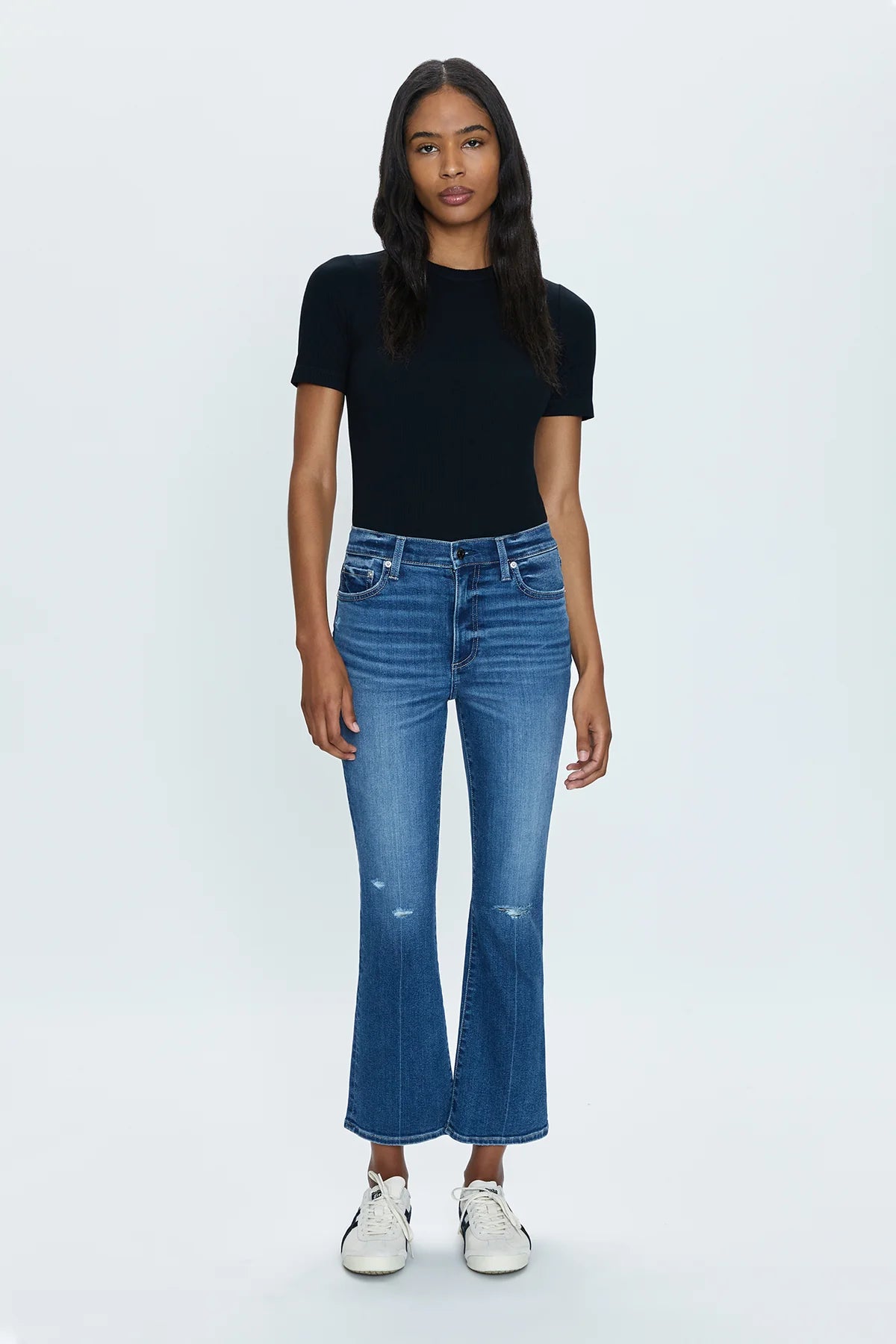 LENNON High Rise Cropped Boot Cut Jeans | City Distressed