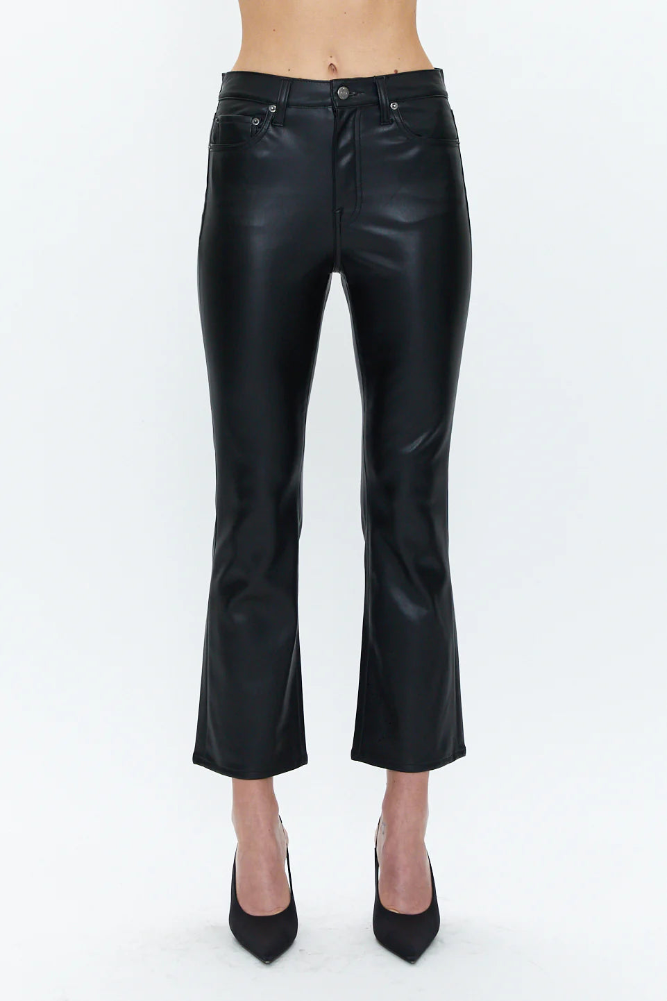 Lennon High Rise Boot Cut Leather Pants | Slate Black